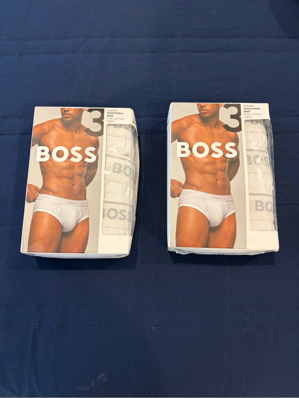 Boss Men's White Logo Waistband Briefs - 2 Pack
